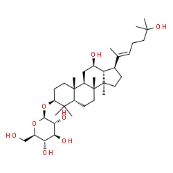 ChemSpider 2D Image | (3beta,5beta,12beta,20E)-12,25-Dihydroxydammar-20(22)-en-3-yl beta-D-glucopyranoside | C36H62O8