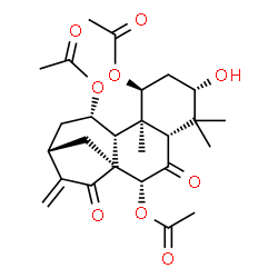 ChemSpider 2D Image | (1alpha,3beta,7beta,11beta,13alpha)-3-Hydroxy-6,15-dioxokaur-16-ene-1,7,11-triyl triacetate | C26H34O9