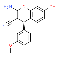 ChemSpider 2D Image | (4R)-2-Amino-7-hydroxy-4-(3-methoxyphenyl)-4H-chromene-3-carbonitrile | C17H14N2O3