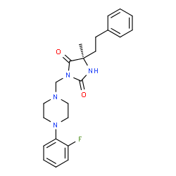 ChemSpider 2D Image | (5R)-3-{[4-(2-Fluorophenyl)-1-piperazinyl]methyl}-5-methyl-5-(2-phenylethyl)-2,4-imidazolidinedione | C23H27FN4O2
