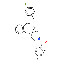ChemSpider 2D Image | 1'-(2,4-Dimethylbenzoyl)-2-(4-fluorobenzyl)-1,5-dihydrospiro[2-benzazepine-4,4'-piperidin]-3(2H)-one | C30H31FN2O2