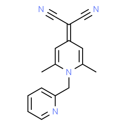 ChemSpider 2D Image | [2,6-Dimethyl-1-(2-pyridinylmethyl)-4(1H)-pyridinylidene]malononitrile | C16H14N4