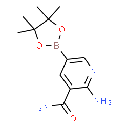 ChemSpider 2D Image | 2-Amino-5-(4,4,5,5-tetramethyl-1,3,2-dioxaborolan-2-yl)nicotinamide | C12H18BN3O3
