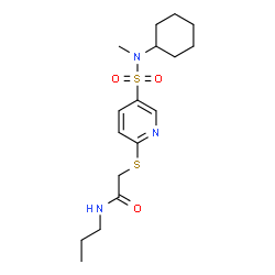 ChemSpider 2D Image | 2-({5-[Cyclohexyl(methyl)sulfamoyl]-2-pyridinyl}sulfanyl)-N-propylacetamide | C17H27N3O3S2