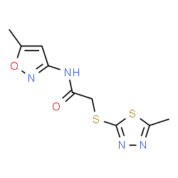 ChemSpider 2D Image | N1-(5-methylisoxazol-3-yl)-2-[(5-methyl-1,3,4-thiadiazol-2-yl)thio]acetamide | C9H10N4O2S2