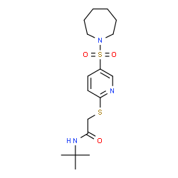 ChemSpider 2D Image | 2-{[5-(1-Azepanylsulfonyl)-2-pyridinyl]sulfanyl}-N-(2-methyl-2-propanyl)acetamide | C17H27N3O3S2