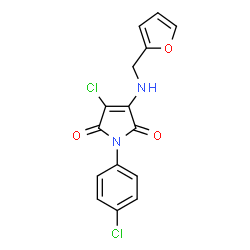 ChemSpider 2D Image | 3-Chloro-1-(4-chlorophenyl)-4-[(2-furylmethyl)amino]-1H-pyrrole-2,5-dione | C15H10Cl2N2O3