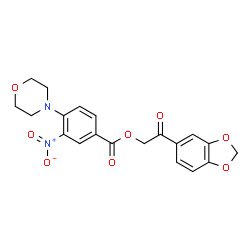 ChemSpider 2D Image | 2-(1,3-Benzodioxol-5-yl)-2-oxoethyl 4-(4-morpholinyl)-3-nitrobenzoate | C20H18N2O8