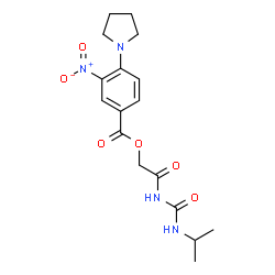 ChemSpider 2D Image | 2-[(Isopropylcarbamoyl)amino]-2-oxoethyl 3-nitro-4-(1-pyrrolidinyl)benzoate | C17H22N4O6