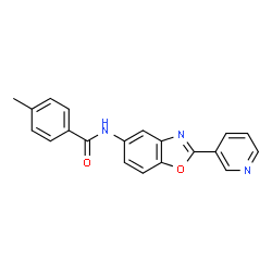 ChemSpider 2D Image | 4-Methyl-N-[2-(3-pyridinyl)-1,3-benzoxazol-5-yl]benzamide | C20H15N3O2
