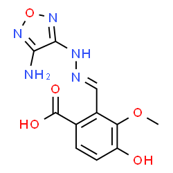 ChemSpider 2D Image | 2-{(E)-[(4-Amino-1,2,5-oxadiazol-3-yl)hydrazono]methyl}-4-hydroxy-3-methoxybenzoic acid | C11H11N5O5