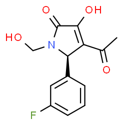ChemSpider 2D Image | (5R)-4-Acetyl-5-(3-fluorophenyl)-3-hydroxy-1-(hydroxymethyl)-1,5-dihydro-2H-pyrrol-2-one | C13H12FNO4