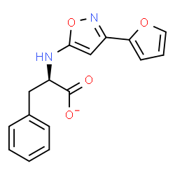 ChemSpider 2D Image | (2R)-2-{[3-(2-Furyl)-1,2-oxazol-5-yl]amino}-3-phenylpropanoate | C16H13N2O4