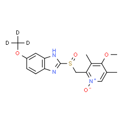 ChemSpider 2D Image | 2-{[(4-Methoxy-3,5-dimethyl-1-oxido-2-pyridinyl)methyl]sulfinyl}-6-[(~2~H_3_)methyloxy]-1H-benzimidazole | C17H16D3N3O4S