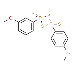 ChemSpider 2D Image | 2-(3-Methoxyphenyl)-4-(4-methoxyphenyl)-1,3,2,4-dithiadiphosphetane 2,4-disulfide | C14H14O2P2S4