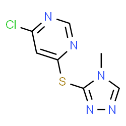 ChemSpider 2D Image | 4-Chloro-6-[(4-methyl-4H-1,2,4-triazol-3-yl)sulfanyl]pyrimidine | C7H6ClN5S