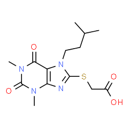 ChemSpider 2D Image | {[1,3-Dimethyl-7-(3-methylbutyl)-2,6-dioxo-2,3,6,7-tetrahydro-1H-purin-8-yl]sulfanyl}acetic acid | C14H20N4O4S