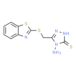 ChemSpider 2D Image | 4-Amino-5-[(1,3-benzothiazol-2-ylsulfanyl)methyl]-2,4-dihydro-3H-1,2,4-triazole-3-thione | C10H9N5S3