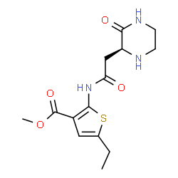 ChemSpider 2D Image | Methyl 5-ethyl-2-({[(2S)-3-oxo-2-piperazinyl]acetyl}amino)-3-thiophenecarboxylate | C14H19N3O4S