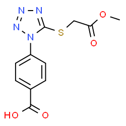 ChemSpider 2D Image | 4-{5-[(2-Methoxy-2-oxoethyl)sulfanyl]-1H-tetrazol-1-yl}benzoic acid | C11H10N4O4S
