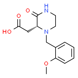 ChemSpider 2D Image | [(2R)-1-(2-Methoxybenzyl)-3-oxo-2-piperazinyl]acetic acid | C14H18N2O4