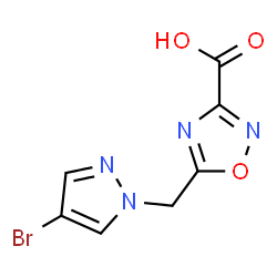 ChemSpider 2D Image | 5-[(4-Bromo-1H-pyrazol-1-yl)methyl]-1,2,4-oxadiazole-3-carboxylic acid | C7H5BrN4O3