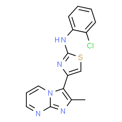 ChemSpider 2D Image | N-(2-Chlorophenyl)-4-(2-methylimidazo[1,2-a]pyrimidin-3-yl)-1,3-thiazol-2-amine | C16H12ClN5S