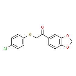 ChemSpider 2D Image | 1-(1,3-Benzodioxol-5-yl)-2-[(4-chlorophenyl)sulfanyl]ethanone | C15H11ClO3S