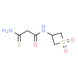 ChemSpider 2D Image | 3-Amino-N-(1,1-dioxido-3-thietanyl)-3-thioxopropanamide | C6H10N2O3S2