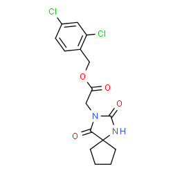 ChemSpider 2D Image | 2,4-Dichlorobenzyl (2,4-dioxo-1,3-diazaspiro[4.4]non-3-yl)acetate | C16H16Cl2N2O4