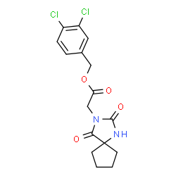 ChemSpider 2D Image | 3,4-Dichlorobenzyl (2,4-dioxo-1,3-diazaspiro[4.4]non-3-yl)acetate | C16H16Cl2N2O4