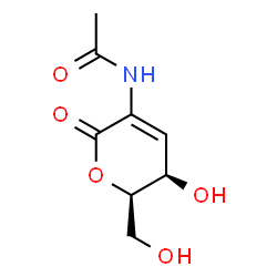 ChemSpider 2D Image | N-[(5R,6R)-5-Hydroxy-6-(hydroxymethyl)-2-oxo-5,6-dihydro-2H-pyran-3-yl]acetamide (non-preferred name) | C8H11NO5