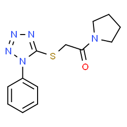 ChemSpider 2D Image | 2-[(1-Phenyl-1H-tetrazol-5-yl)sulfanyl]-1-(1-pyrrolidinyl)ethanone | C13H15N5OS