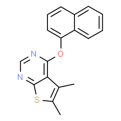 ChemSpider 2D Image | 5,6-Dimethyl-4-(1-naphthyloxy)thieno[2,3-d]pyrimidine | C18H14N2OS