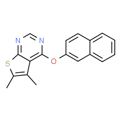 ChemSpider 2D Image | 5,6-Dimethyl-4-(2-naphthyloxy)thieno[2,3-d]pyrimidine | C18H14N2OS