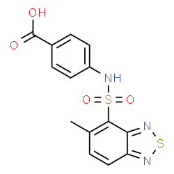 ChemSpider 2D Image | 4-{[(5-Methyl-2,1,3-benzothiadiazol-4-yl)sulfonyl]amino}benzoic acid | C14H11N3O4S2