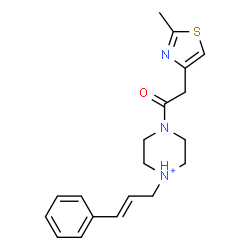 ChemSpider 2D Image | 4-[(2-Methyl-1,3-thiazol-4-yl)acetyl]-1-[(2E)-3-phenyl-2-propen-1-yl]piperazin-1-ium | C19H24N3OS