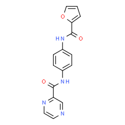 ChemSpider 2D Image | N-[4-(2-Furoylamino)phenyl]-2-pyrazinecarboxamide | C16H12N4O3