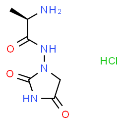 ChemSpider 2D Image | N-(2,4-Dioxo-1-imidazolidinyl)-D-alaninamide hydrochloride (1:1) | C6H11ClN4O3