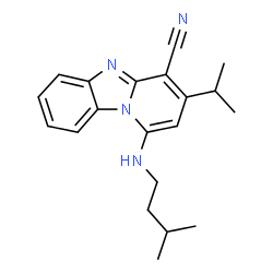 ChemSpider 2D Image | 3-Isopropyl-1-[(3-methylbutyl)amino]pyrido[1,2-a]benzimidazole-4-carbonitrile | C20H24N4