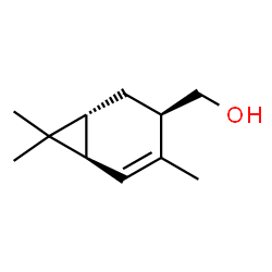 ChemSpider 2D Image | [(1R,3R,6R)-4,7,7-Trimethylbicyclo[4.1.0]hept-4-en-3-yl]methanol | C11H18O
