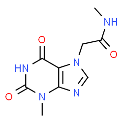 ChemSpider 2D Image | N-Methyl-2-(3-methyl-2,6-dioxo-1,2,3,6-tetrahydro-7H-purin-7-yl)acetamide | C9H11N5O3