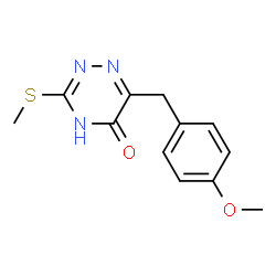 ChemSpider 2D Image | 6-(4-Methoxybenzyl)-3-(methylsulfanyl)-1,2,4-triazin-5(2H)-one | C12H13N3O2S