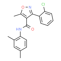 ChemSpider 2D Image | 3-(2-Chlorophenyl)-N-(2,4-dimethylphenyl)-5-methyl-1,2-oxazole-4-carboxamide | C19H17ClN2O2