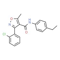 ChemSpider 2D Image | 3-(2-Chlorophenyl)-N-(4-ethylphenyl)-5-methyl-1,2-oxazole-4-carboxamide | C19H17ClN2O2