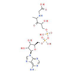 ChemSpider 2D Image | (8R)-1-[(2R,3S,4R,5R)-5-(6-Amino-9H-purin-9-yl)-3,4-dihydroxytetrahydro-2-furanyl]-3,5,8-trihydroxy-10-methyl-9-oxo-2,4,6-trioxa-11-aza-3,5-diphosphatridecan-13-oic acid 3,5-dioxide (non-preferred nam
e) | C17H26N6O14P2