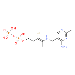 ChemSpider 2D Image | (3Z)-4-{[(4-Amino-2-methyl-5-pyrimidinyl)methyl]amino}-3-sulfanyl-3-penten-1-yl trihydrogen diphosphate | C11H20N4O7P2S