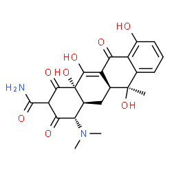 ChemSpider 2D Image | (4S,4aS,5aS,6S,12aS)-4-(dimethylamino)-6,10,12,12a-tetrahydroxy-6-methyl-1,3,11-trioxo-4,4a,5,5a-tetrahydro-2H-tetracene-2-carboxamide | C22H24N2O8