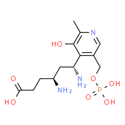 ChemSpider 2D Image | (4S,6R)-4,6-Diamino-6-{3-hydroxy-2-methyl-5-[(phosphonooxy)methyl]-4-pyridinyl}hexanoic acid | C13H22N3O7P