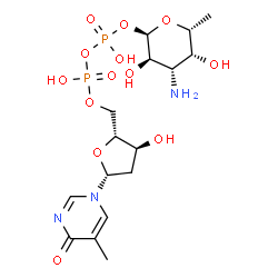 ChemSpider 2D Image | (2R,3R,4S,5R,6R)-4-Amino-3,5-dihydroxy-6-methyltetrahydro-2H-pyran-2-yl [(2R,3S,5R)-3-hydroxy-5-(5-methyl-4-oxo-1(4H)-pyrimidinyl)tetrahydro-2-furanyl]methyl dihydrogen diphosphate (non-preferred name
) | C16H27N3O13P2